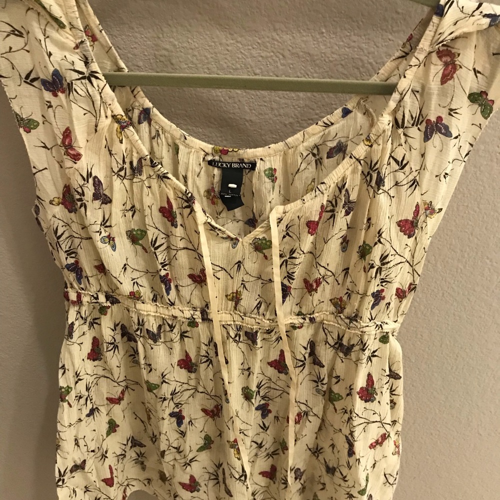 Lucky Brand Breezy Butterfly Top Sz Lg